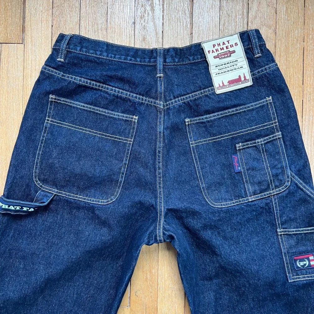 Vintage Y2K Phat Farm Wide Leg Jeans Carpenter Baggy Dark‎ Wash Men's Size 34x34